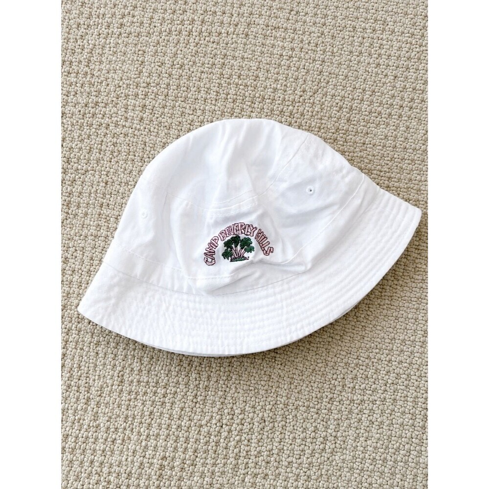 Camp Beverly Hills Kids White Bucket Hat with Embroidered Logo | Fred Segal